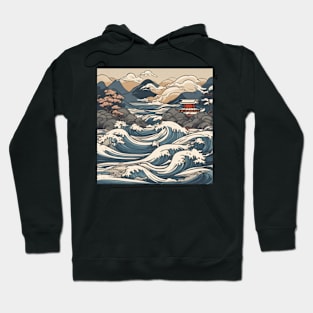 powerful waves of japan peninsula art Hoodie